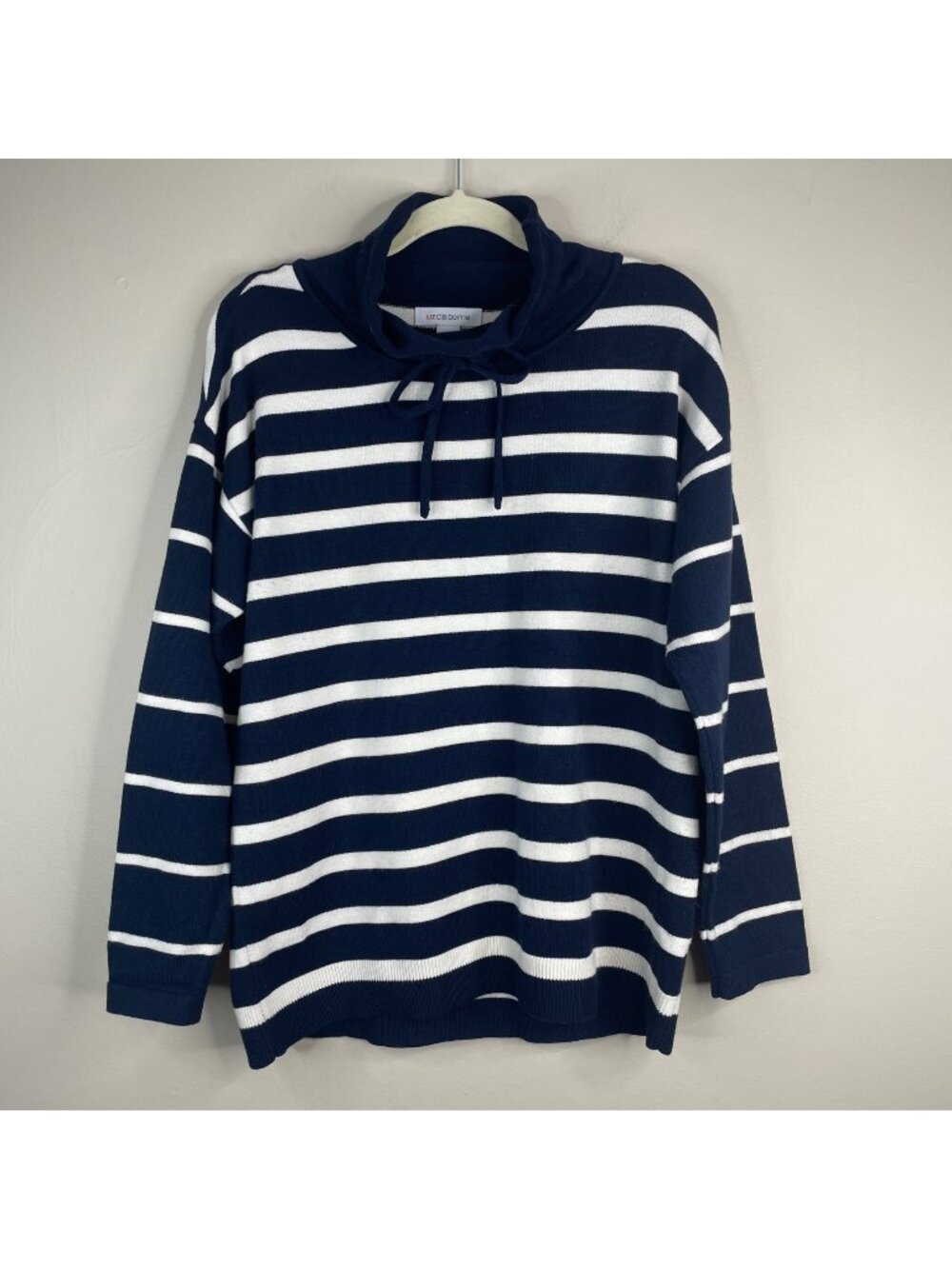 Liz Claiborne Preppy Sweater Womens Medium Coastal Stripe Nautical Capsule Comfy